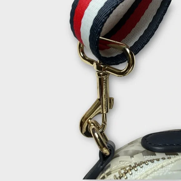 GUC Tommy Hilfiger White and Gold Transparent Monogram Circular Crossbody Bag - Picture 4 of 9